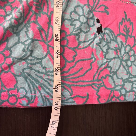 Christian Audigier Y2K Shirt Womens Large Crystal Rock Tokyo Sun Cherry Blossom - Picture 12 of 13